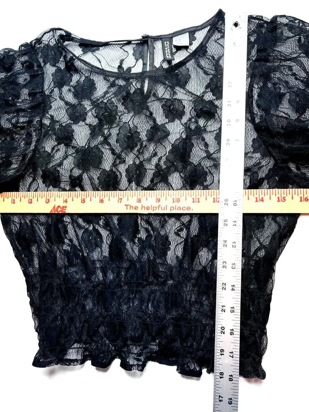 H&M Divided Womens Sheer Black Floral Lace Top Sz S Romantic Goth Whimsigoth